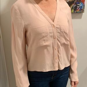 NWOT; Topshop light pink top with slits in sleeves, Size: 6